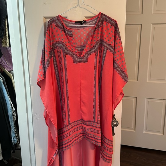 WOMENS BCBG MAXAZRIA REDBERRY CRISTEN HI LOW KAFTAN DRESS M/L - Picture 2 of 7